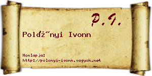 Polónyi Ivonn névjegykártya